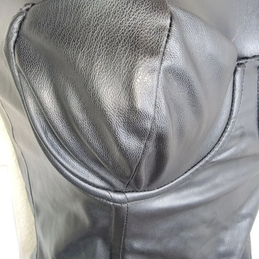 Zara Nwt Faux Leather Black Corset Top Size Small
